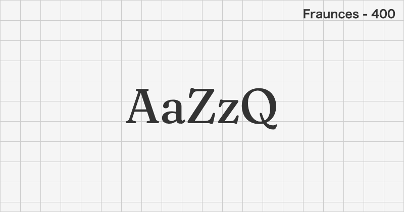 Fraunces 明朝体フォントの文字見本 (無料ダウンロード)