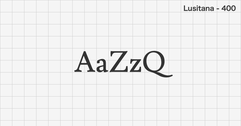Lusitana 明朝体フォントの文字見本 (無料ダウンロード)